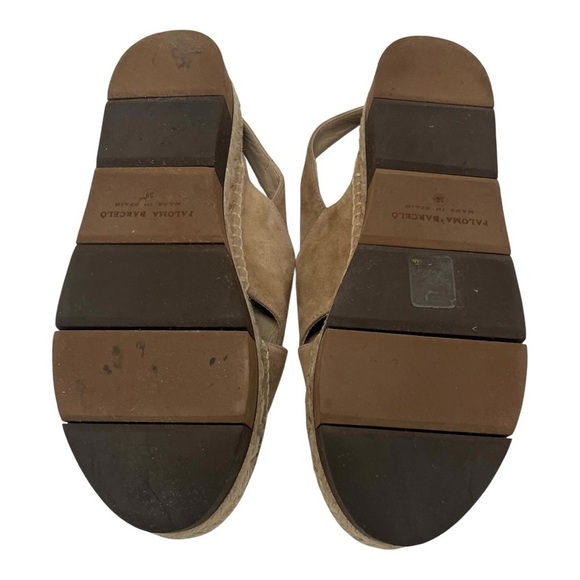 Paloma Barcelo Lynde Tan Suede Jute Espadrille Two Tone Platform Sandal Women 38 - Picture 12 of 16